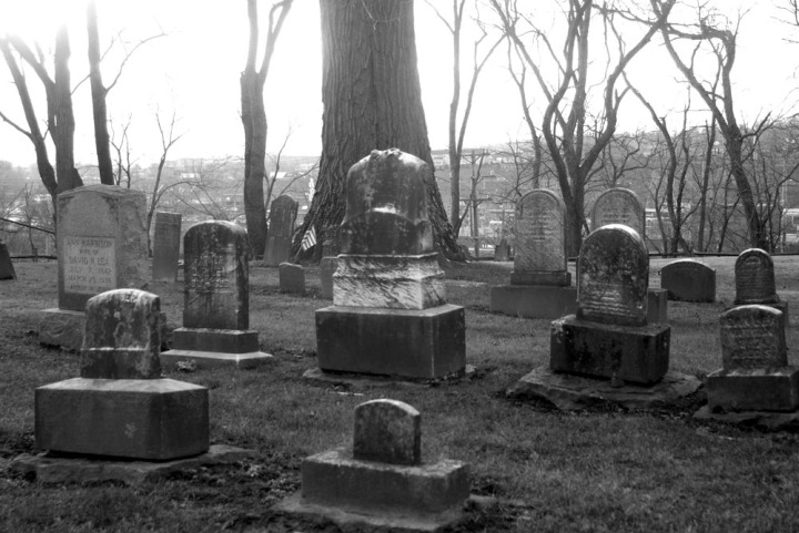 black and white photo of burial ground
