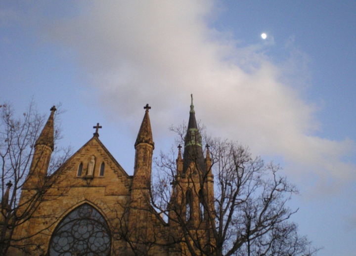 moonrise with church