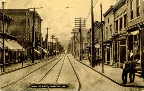 post card of Main Street Carnegie