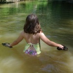 girl in stream water