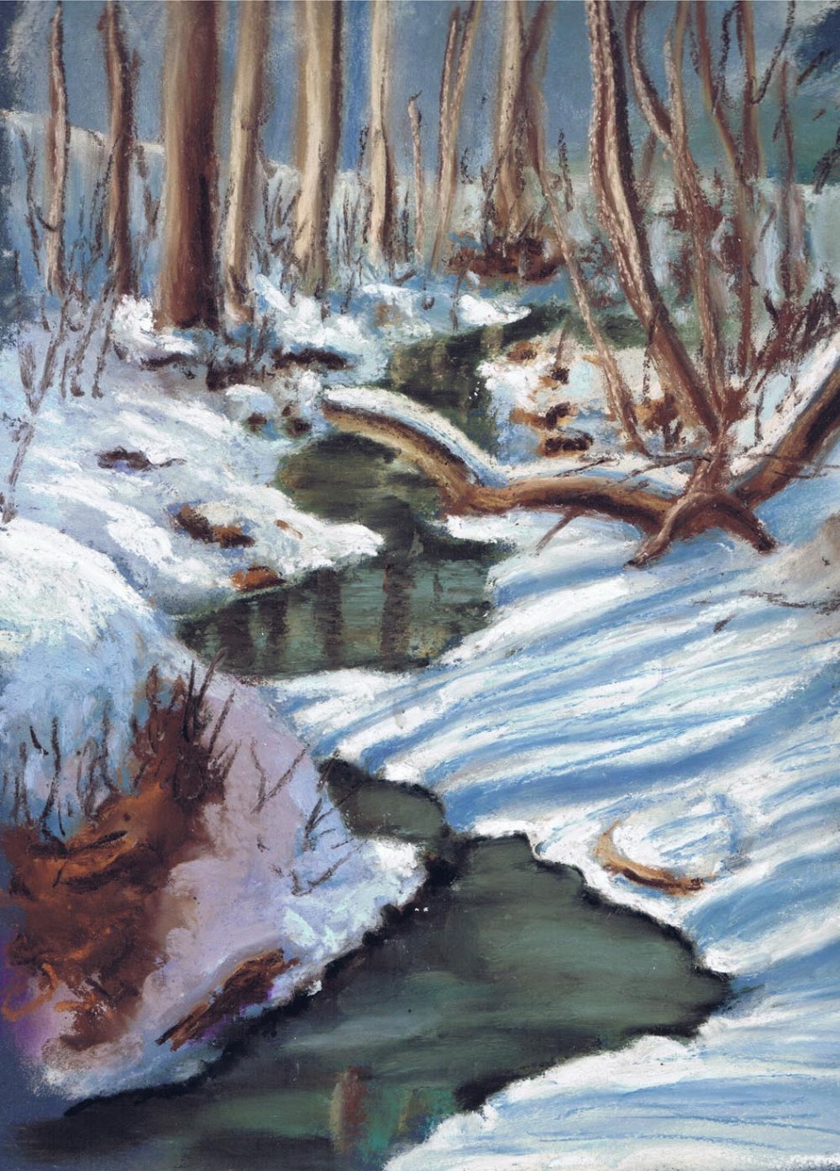 pastel painting of stream