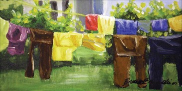 painting of laundry on clothesline
