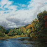 pastel painting of autumn landscape