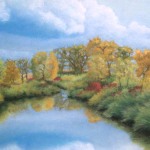 pastel painting of autumn scene