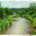 pastel sketch of creek