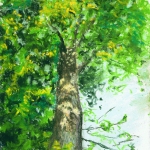 pastel sketch of tree