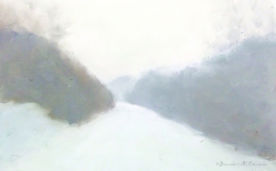 pastel painting of snow on trail