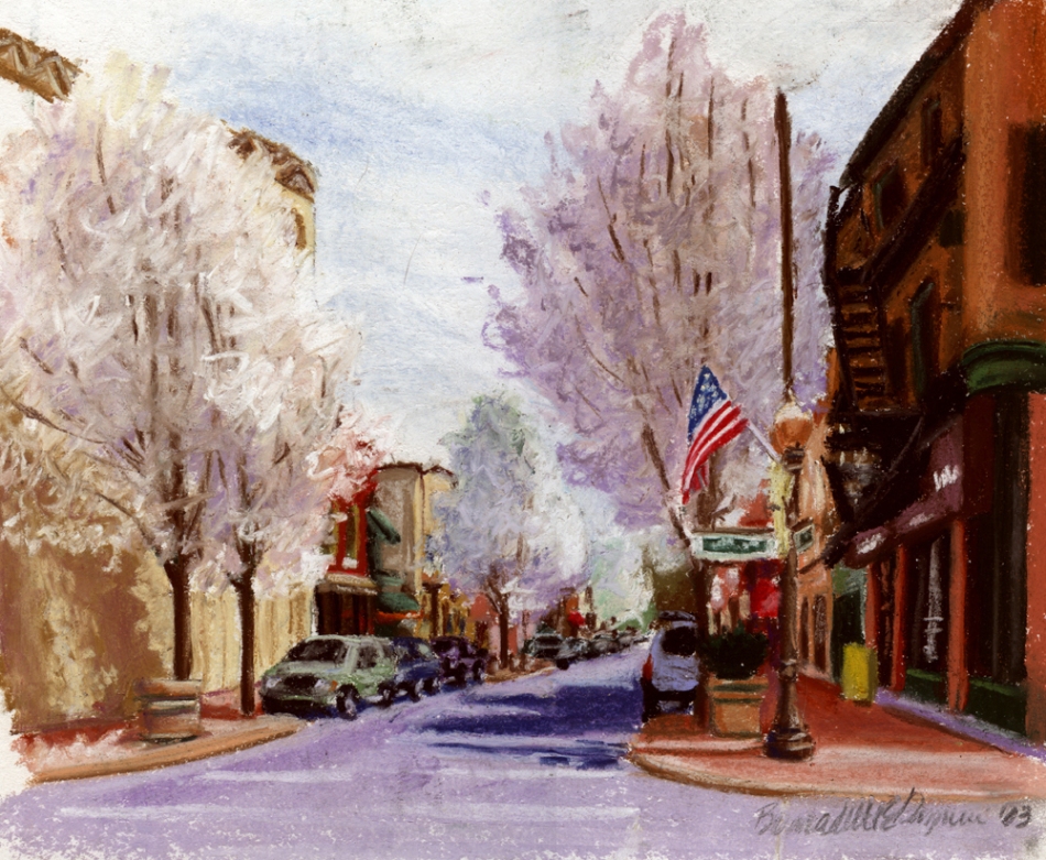 "Pear Trees on Main Street", pastel, 12" x 10", 2003 © Bernadette E. Kazmarski