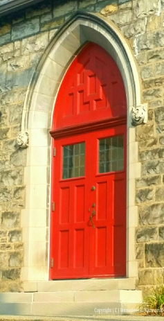 The other red door on Atonement in full sun.